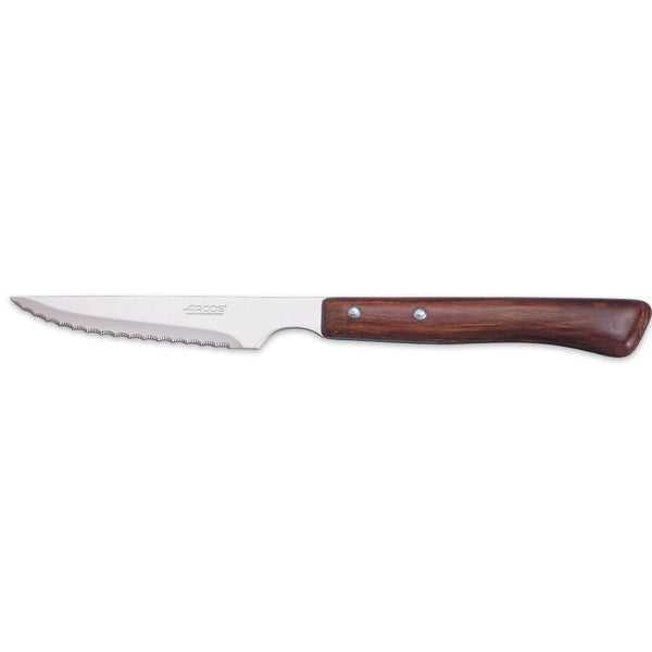Lot de 6 couteaux à steak, lames inox microdentées, manches bois - ARCOS