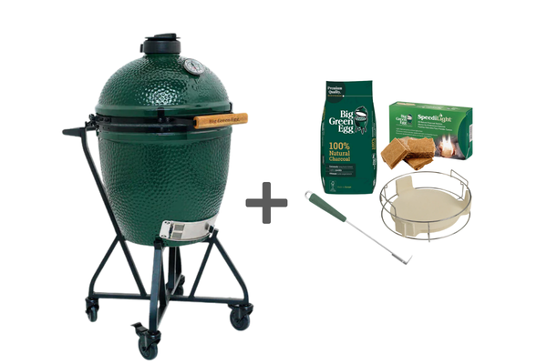 Pack barbecue kamado Large avec chariot à roulettes + convEGGtor - BIG GREEN EGG
