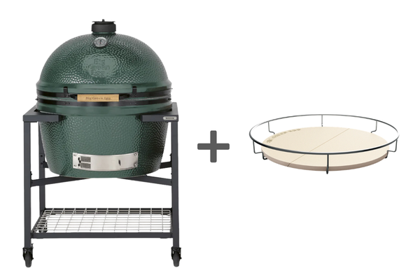 Pack barbecue kamado 2XL avec table modulaire + convEGGtor + 4 roulettes - BIG GREEN EGG