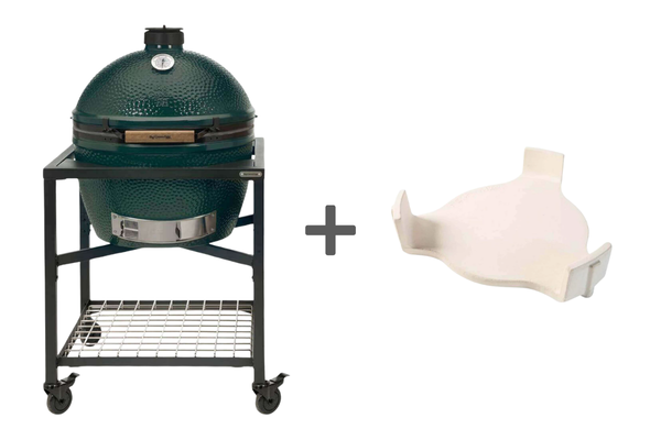 Pack barbecue kamado XL avec table modulaire + convEGGtor + 4 roulettes - BIG GREEN EGG