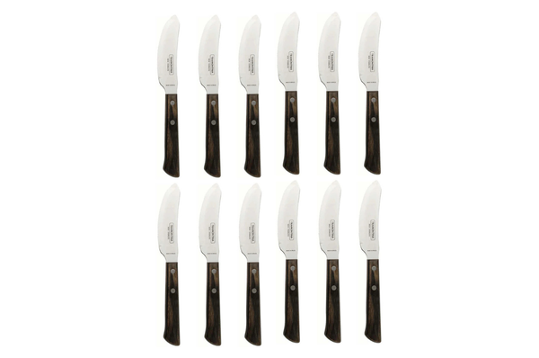Coffret de 12 couteaux steak/pizza, manche marron - TRAMONTINA