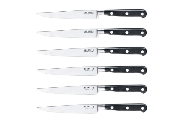 Coffret de 6 couteaux à steak Sabatier Trompette, manches à rivets - SABATIER TROMPETTE