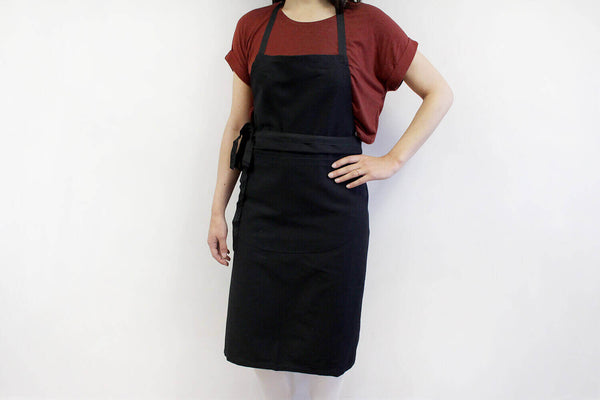 Tablier valet professionnel 100% coton noir 100 x 100cm