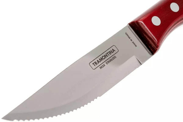 Set de 12 couteaux à steak Tramontina Jumbo lame 13cm manche rouge