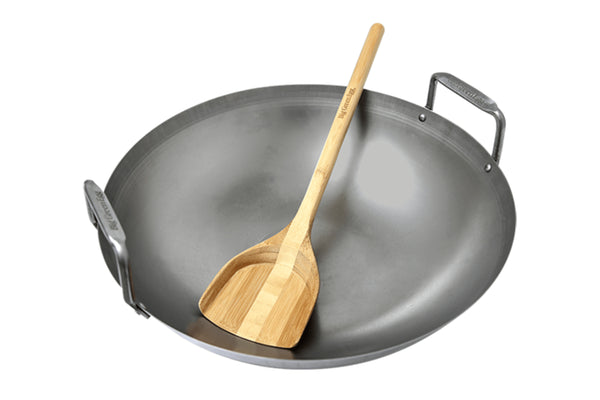 Wok en acier au carbone pour Big Green Egg Large et XLarge 40cm + spatule en bambou