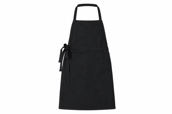 Tablier de cuisine professionnel noir 100 % coton avec poche, 100x100 cm